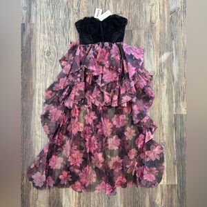 Thirty Thirty LA Corset Hi-Low Dress M Black Purple Pink Floral Fairy Whimsigoth